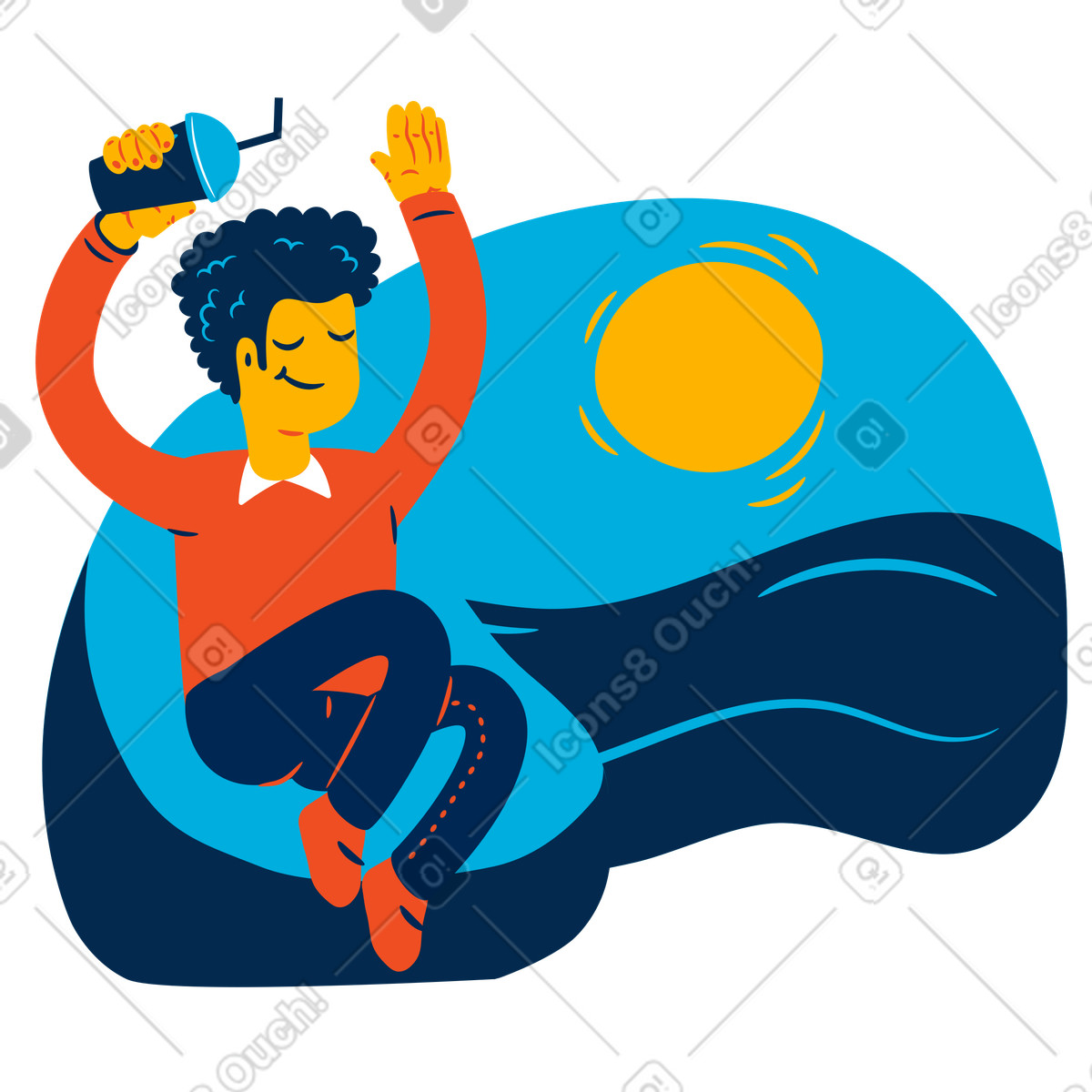 바다로 휴가 illustration in Flame style download in PNG, SVG