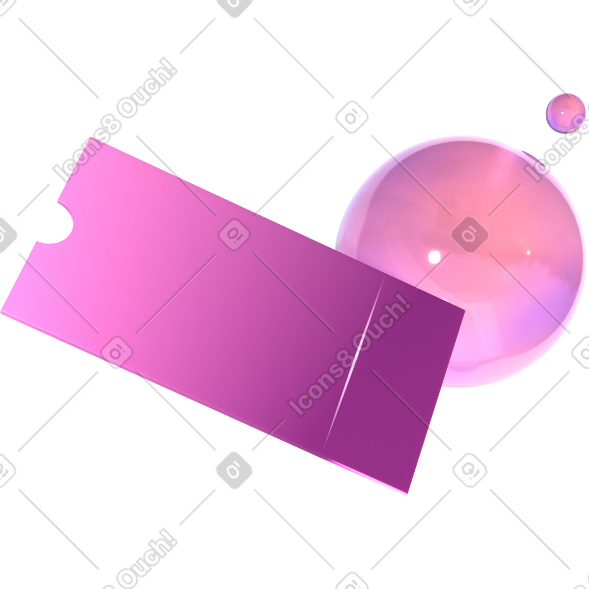 3D Glassy 스타일의 쿠폰과 유리구 일러스트레이션 PNG, SVG 다운로드