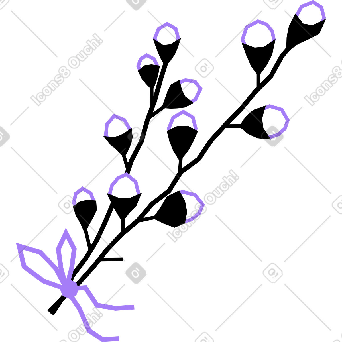 Illustration Brindilles avec bourgeons dans le style Amethyst à télécharger aux formats PNG, SVG