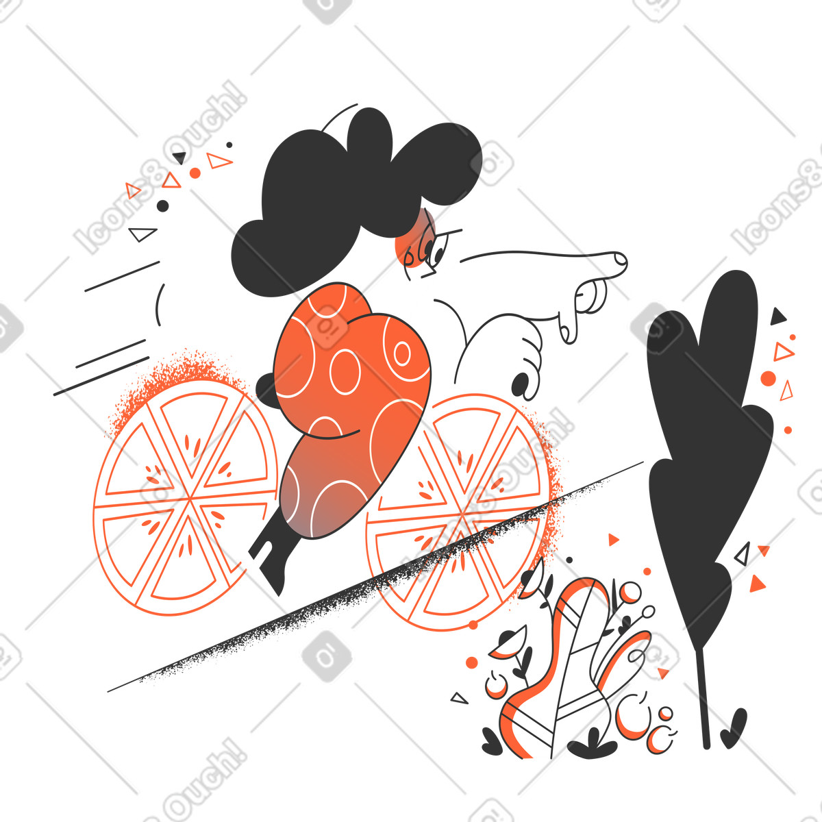 Ride a bike in the forest illustration in PNG, SVG
