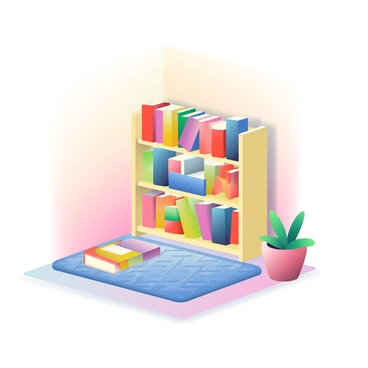 A tiny bookshelf made entirely of matchsticks is situated in a cozy corner of a room. The bookshelf is brimming with small matchstick books, each with colorful paper covers suggesting various titles. The corner is warm and inviting, adorned with a plush, patterned rug underneath. A soft, ambient light casts gentle shadows on the wall behind, highlighting the intricate details of the matchstick construction. A tiny potted plant sits beside the bookshelf, adding a touch of greenery to the scene.