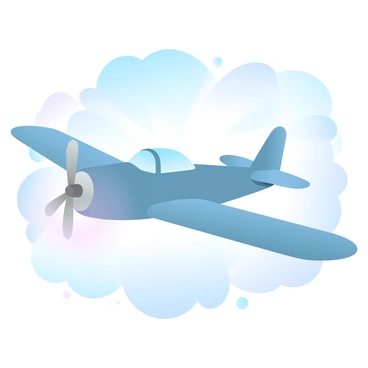 A vintage airplane soaring through the sky, inspired by The Wind Rises, with clouds and sunlight.