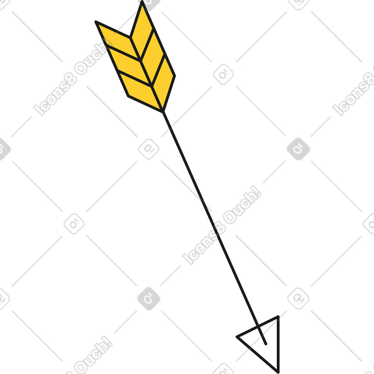 Arrow with feathers illustration in Taxi style download in PNG, SVG