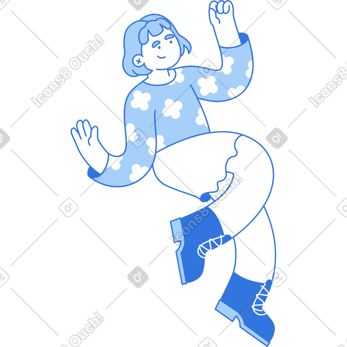 Ilustración Mujer saltando en estilo Sky a descargar en PNG y SVG