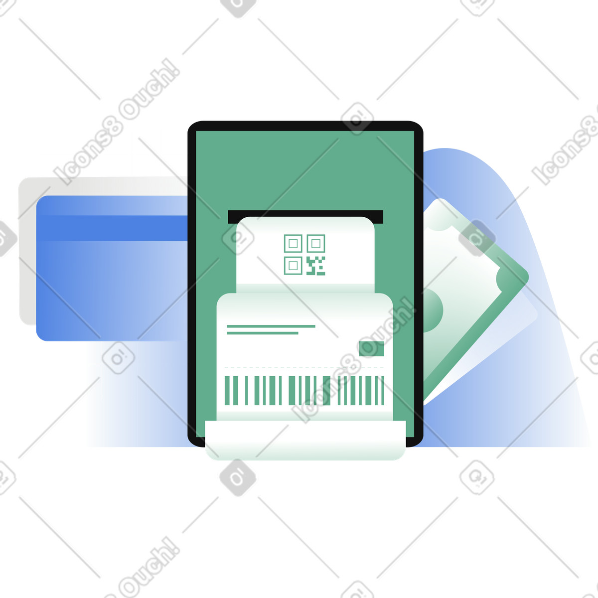 Digital receipts for online payments illustration in PNG, SVG