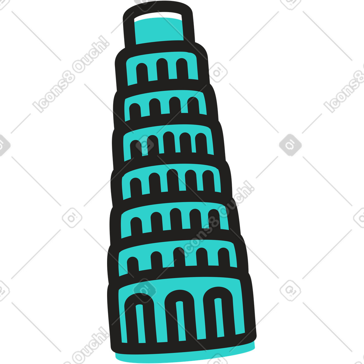 Leaning tower of pisa illustration in PNG, SVG