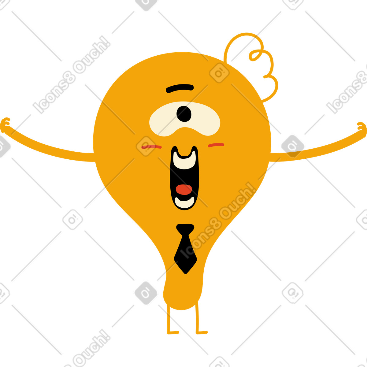 Yellow one-eyed character with a tie illustration in Jelly style download in PNG, SVG