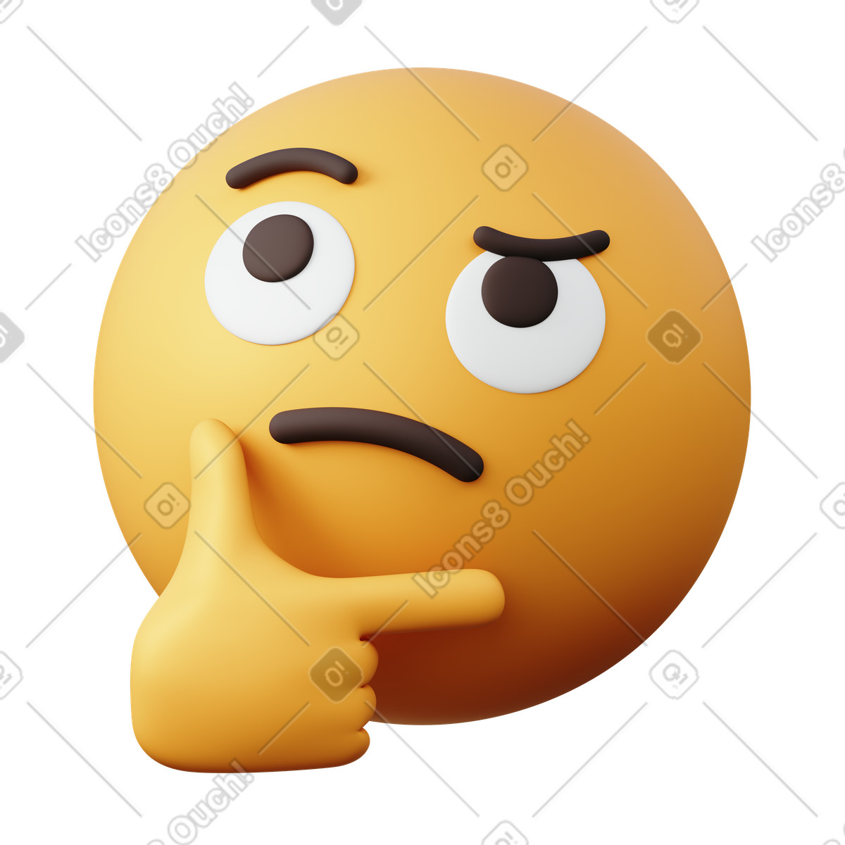 Ilustración Emoji de cara pensante en estilo 3D Sugary a descargar en PNG y SVG