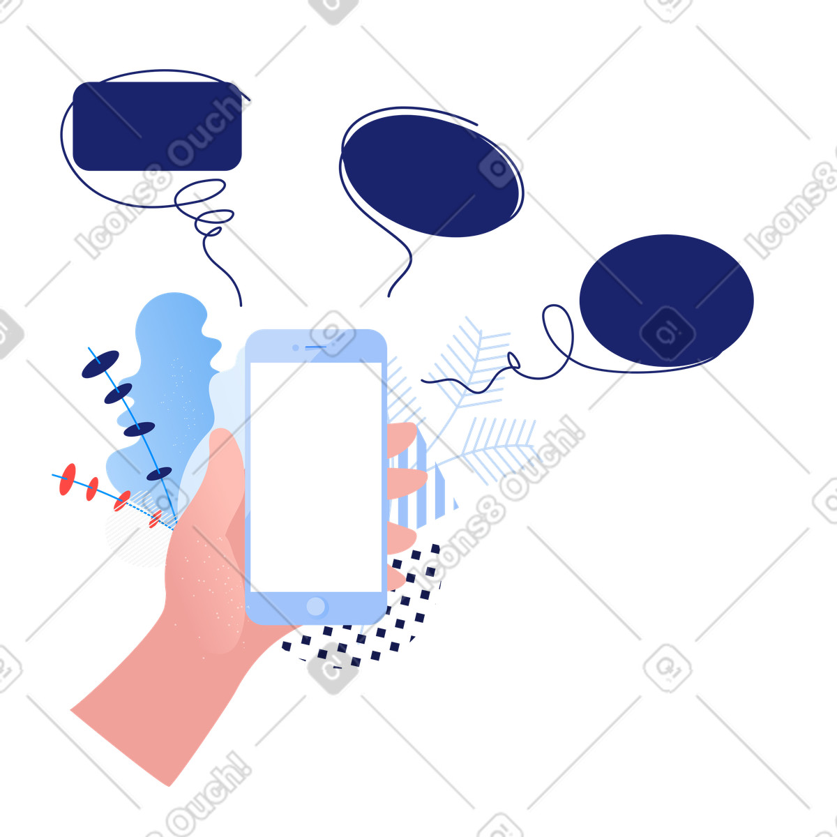Ilustração de Bolhas bate-papo e fala em no estilo Clip para baixar em PNG, SVG