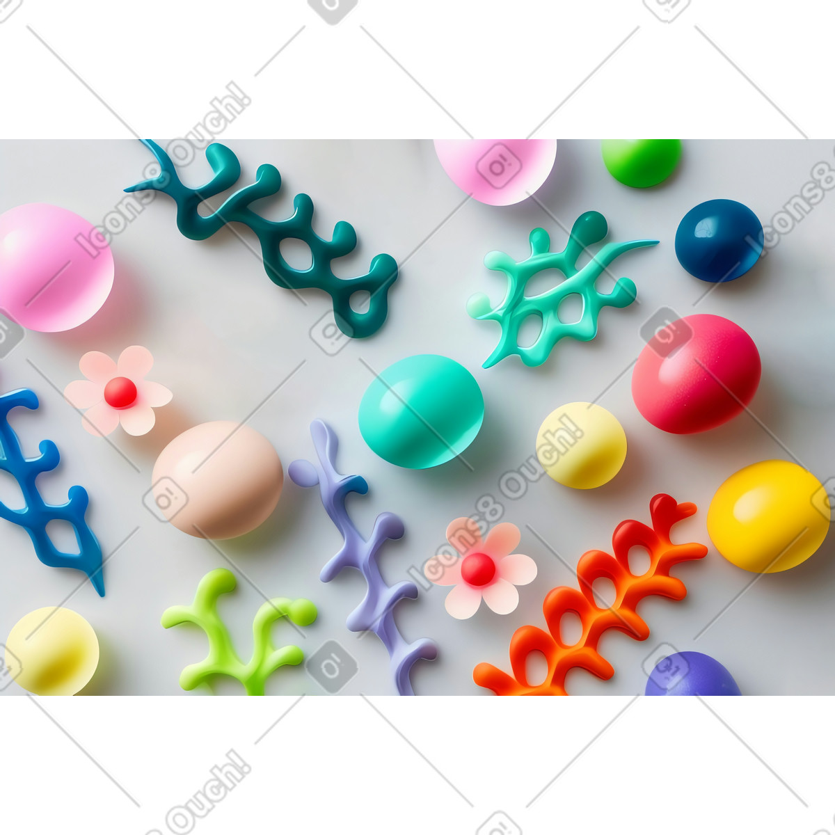 Abstract composition with lots of colorful objects background illustration in Experimental style download in PNG, SVG