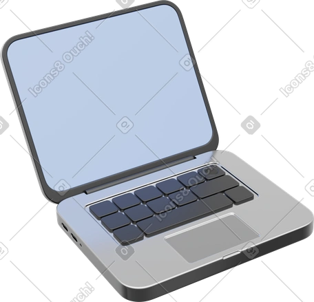 Technology laptop with keyboard closeup and large screen for digital workspace