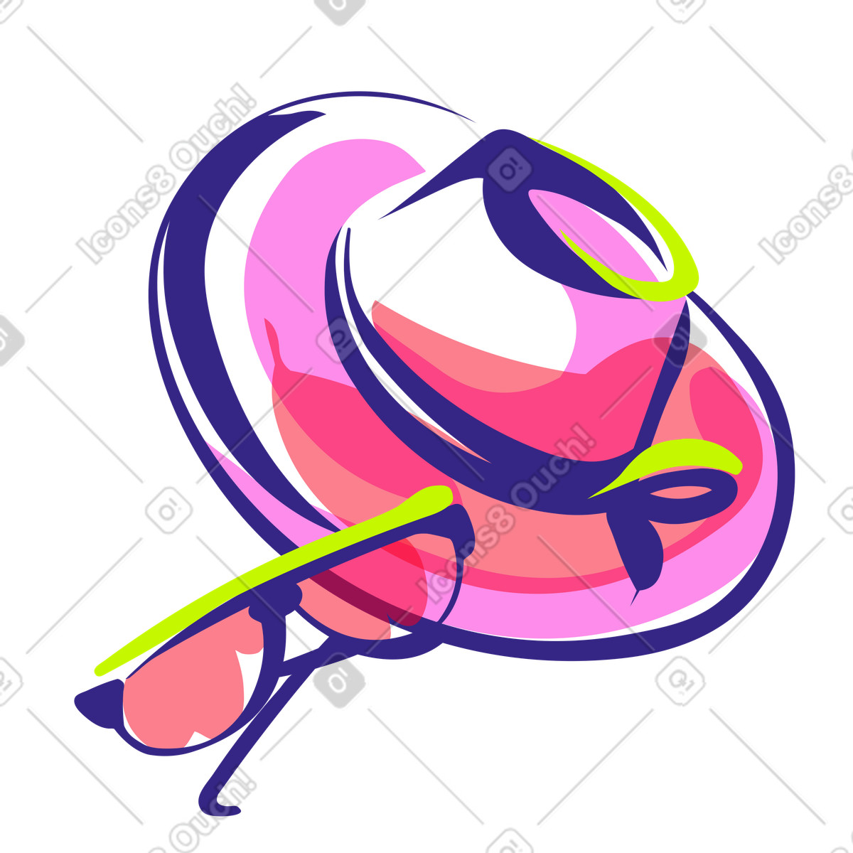 Accessori per le vacanze: cappello e occhiali illustrazione in stile Glam scarica in PNG, SVG