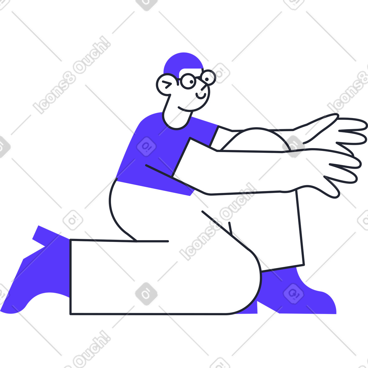Ilustración Hombre estirando las manos en estilo Pablita a descargar en PNG y SVG