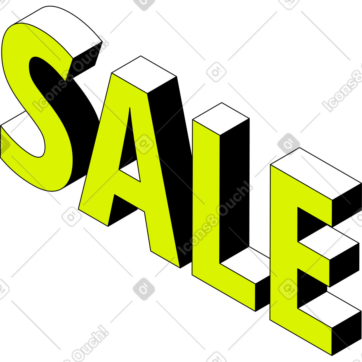 Testo di vendita scritte illustrazione in stile Isometric scarica in PNG, SVG