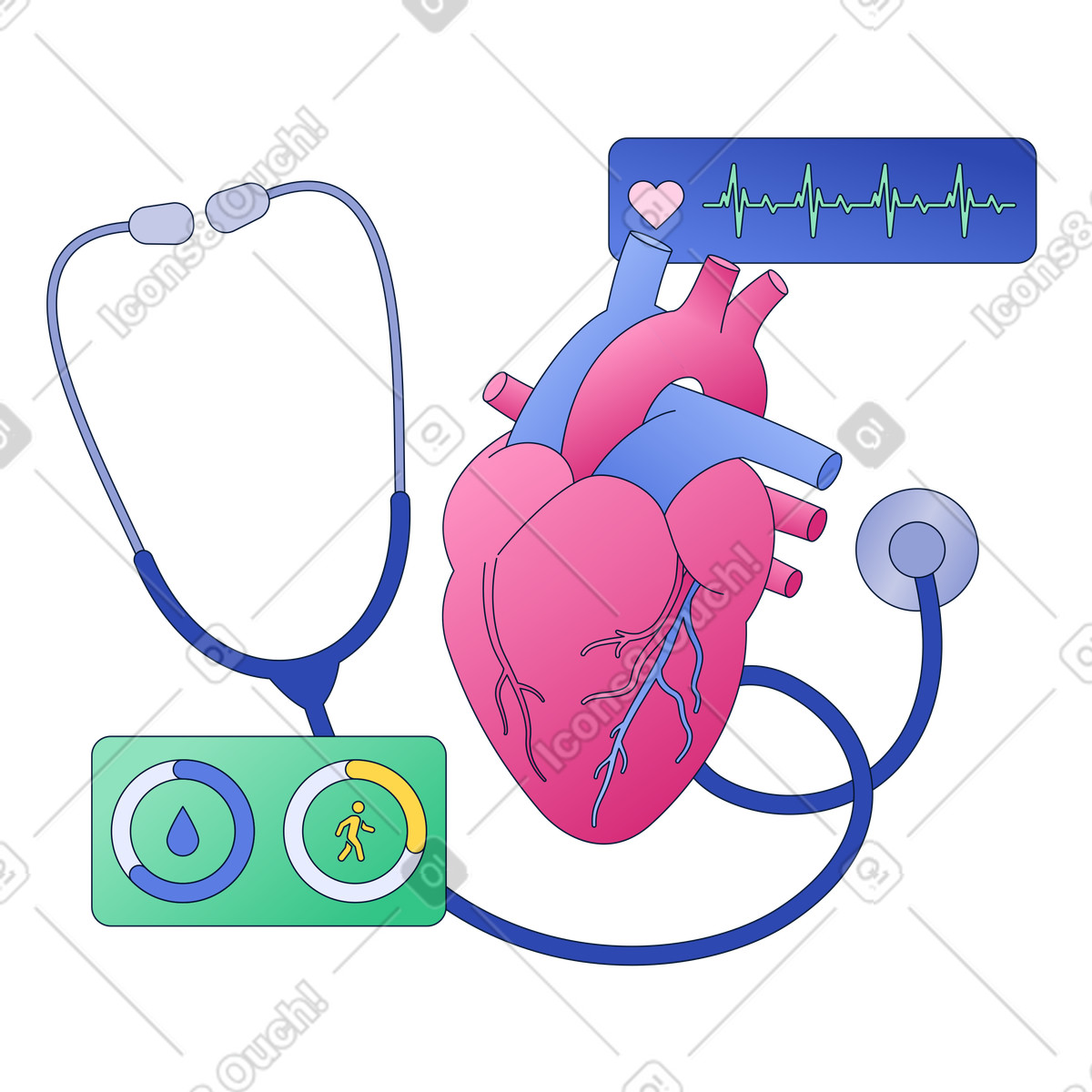 Health and heart monitoring-Illustration im Neat-Stil als Download in PNG, SVG