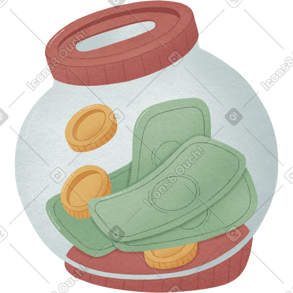 Ilustración Tarro de monedas en estilo Woolly a descargar en PNG y SVG