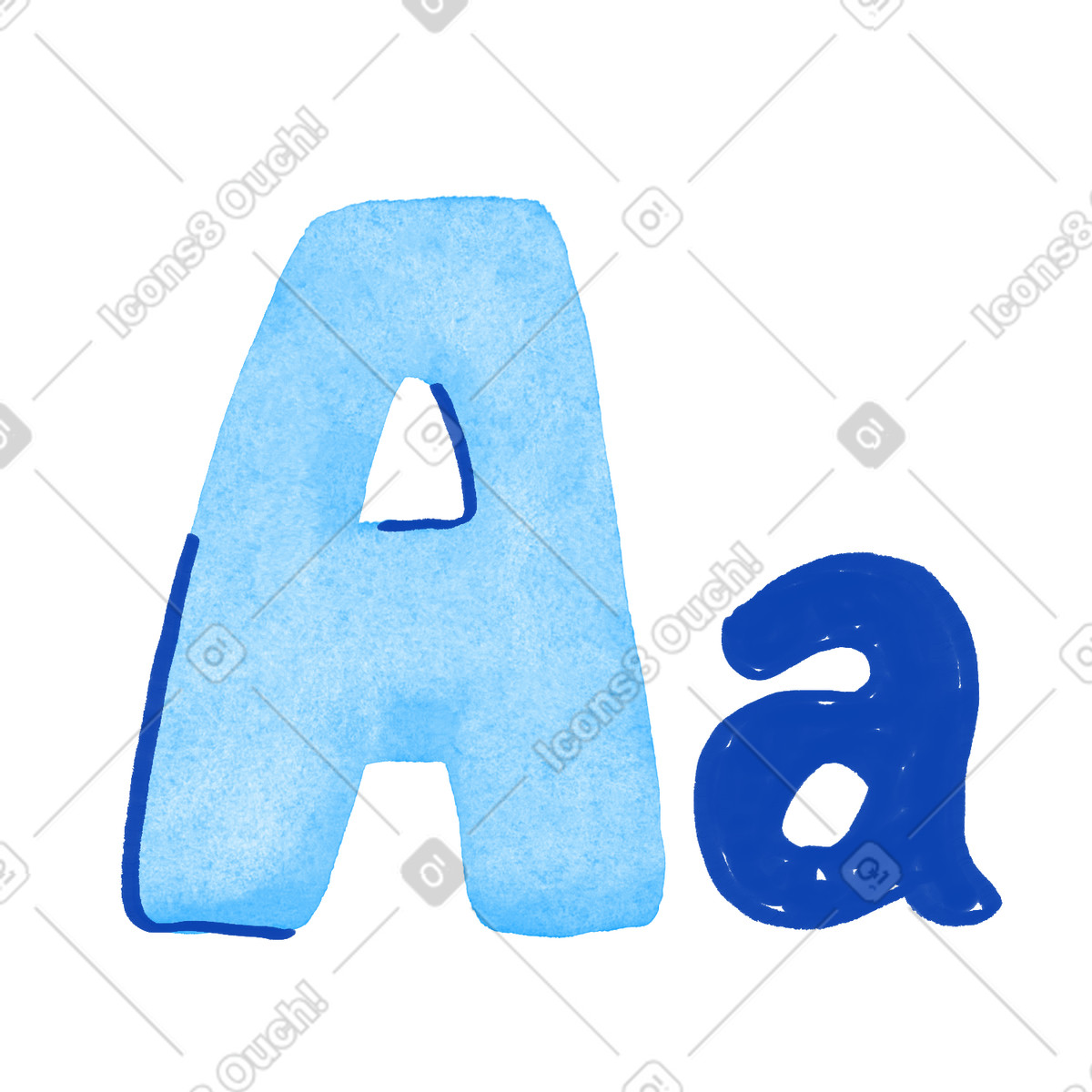 Illustration Letter a uppercase and lowercase blue alphabet typography symbol dans le style Tint à télécharger aux formats PNG, SVG