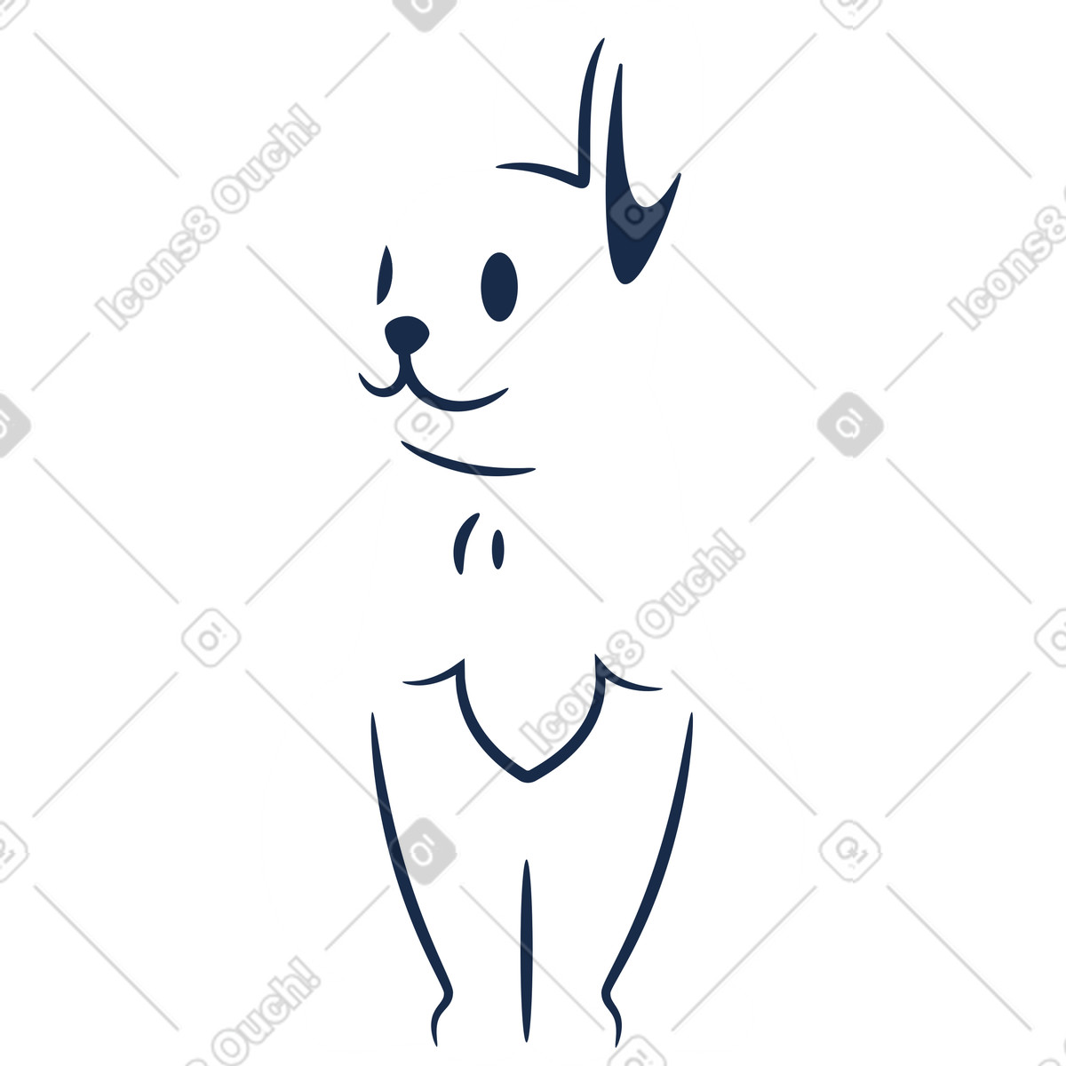 White rabbit illustration in Flame style download in PNG, SVG