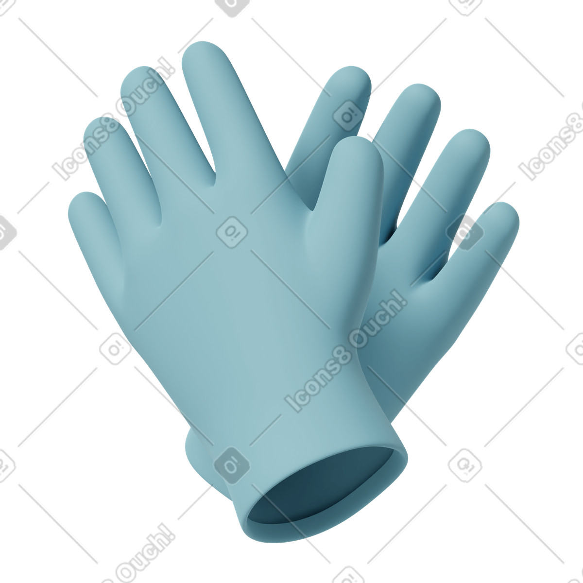 Blue gloves illustration in 3D Casual life style download in PNG, SVG
