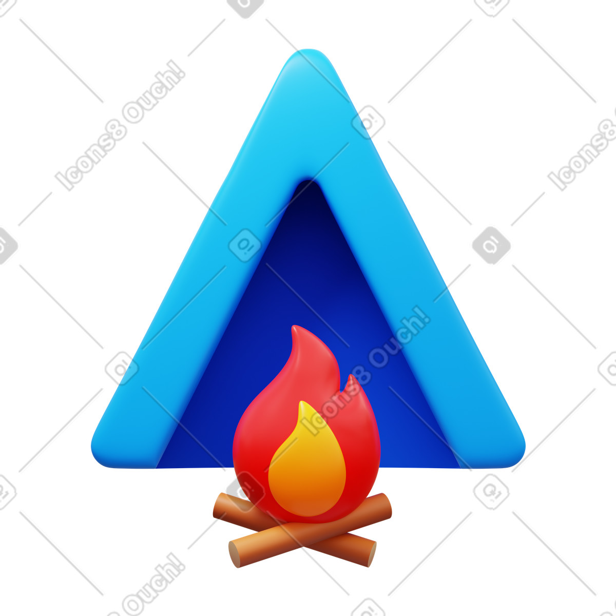 Campsite illustration in 3D Fluency style download in PNG, SVG