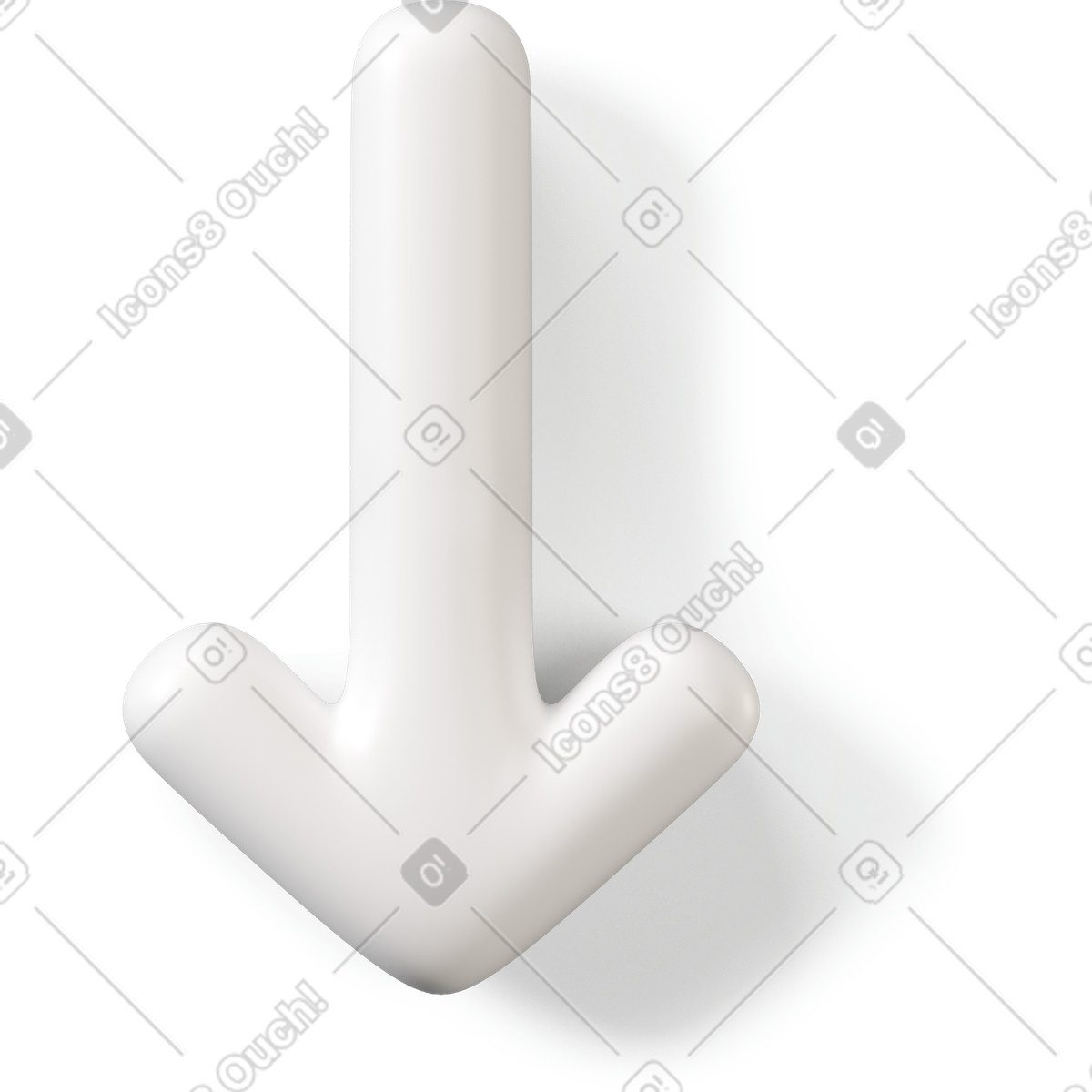 Ilustración White downward arrow icon en estilo 3D Buddy a descargar en PNG y SVG