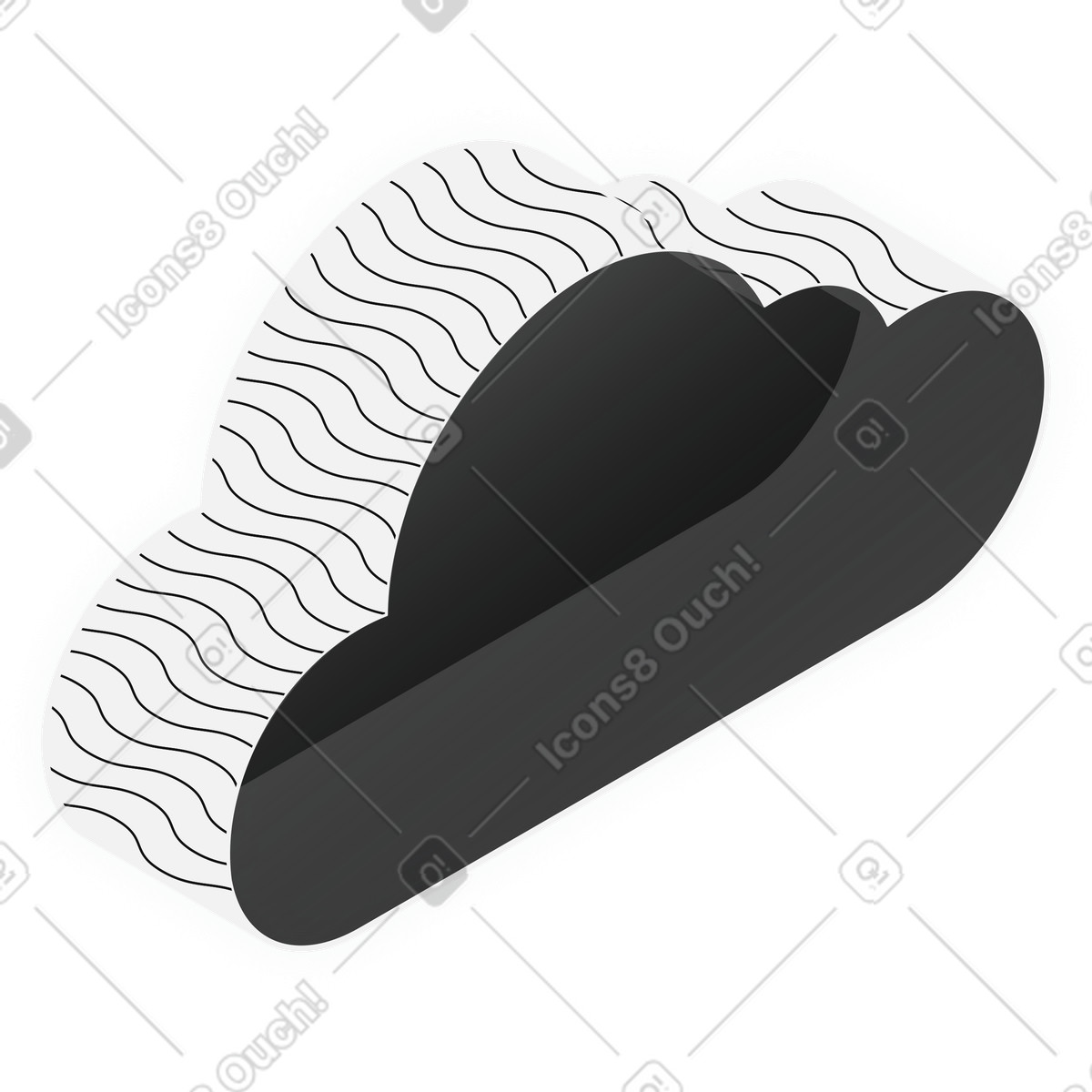 Inverse 스타일의 구름 일러스트레이션 PNG, SVG 다운로드
