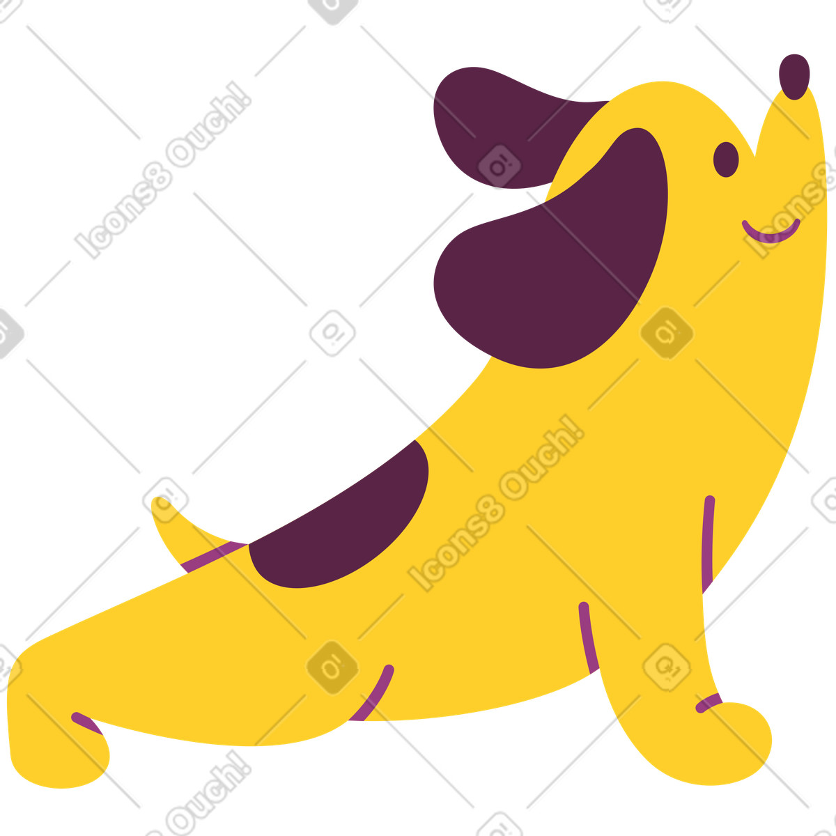 Posa yoga del cane illustrazione in stile Sammy scarica in PNG, SVG