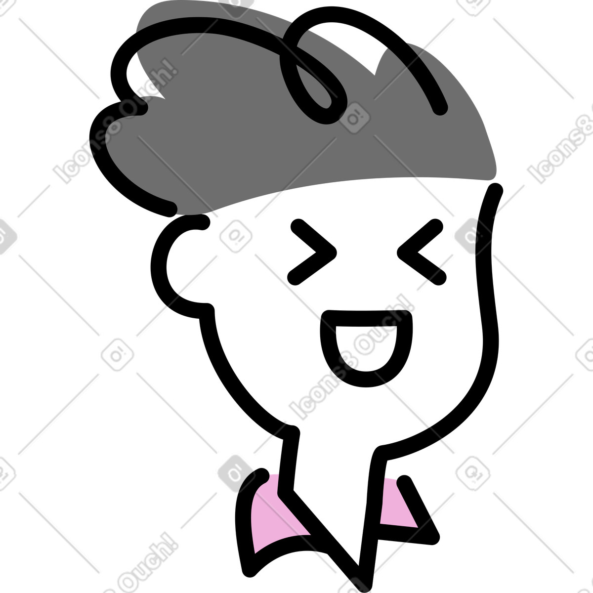 Ilustração de Cabeça homem feliz em no estilo Mochi para baixar em PNG, SVG
