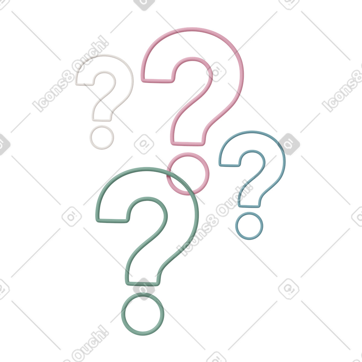 Question mark icon illustration in 3D Casual life style download in PNG, SVG