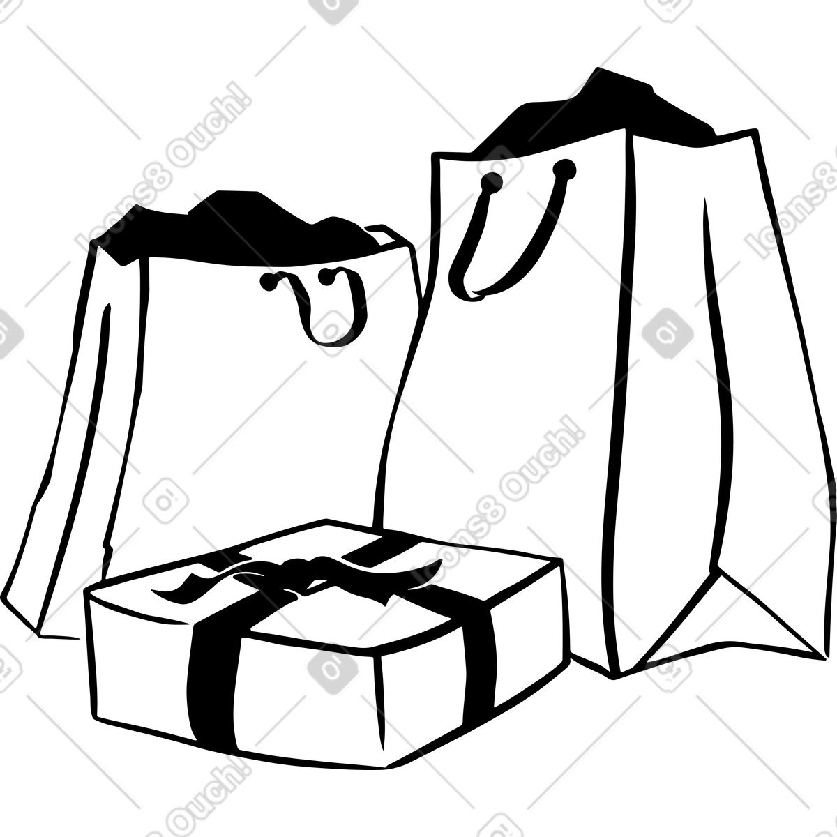 Illustration Sacs de courses et cadeaux dans le style Line à télécharger aux formats PNG, SVG