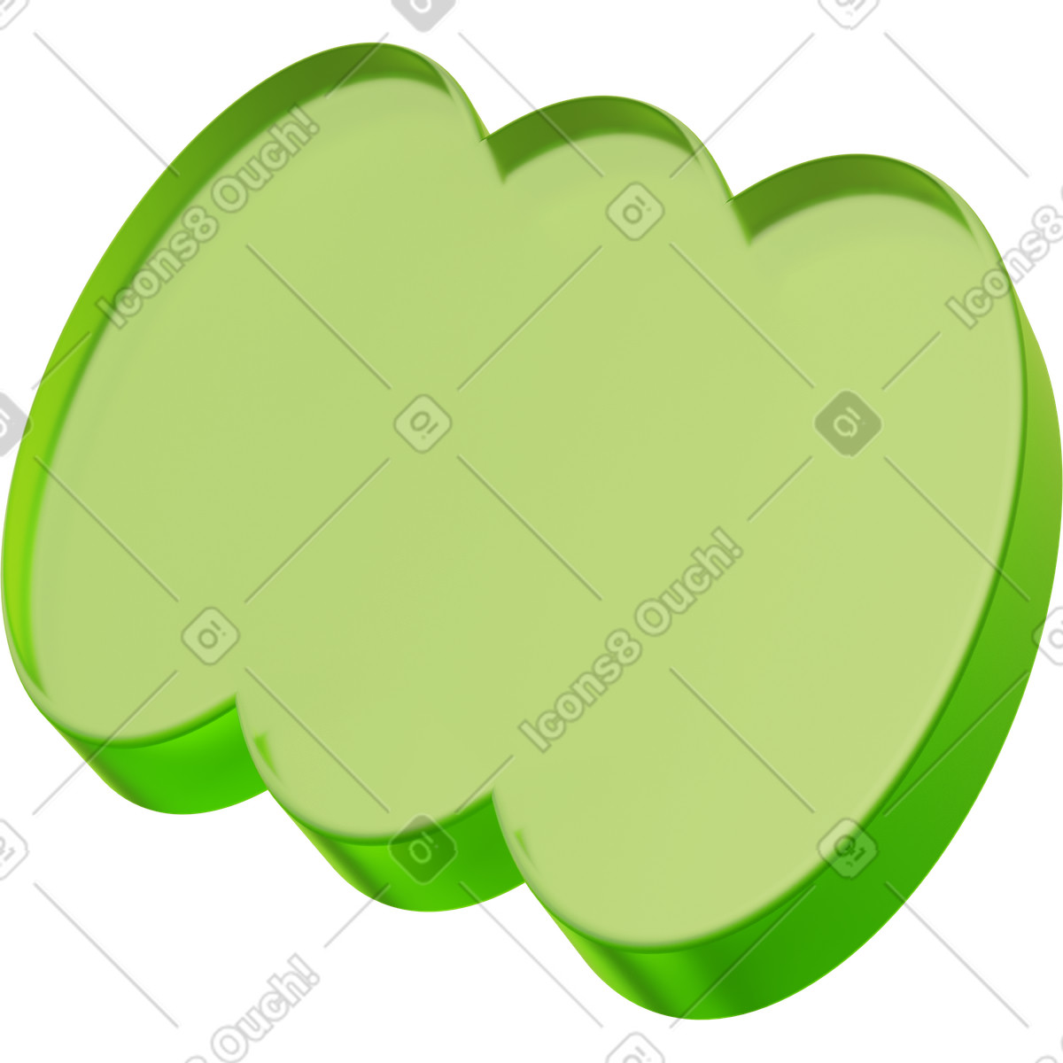 Green glassy abstract shape illustration in 3D Playful style download in PNG, SVG
