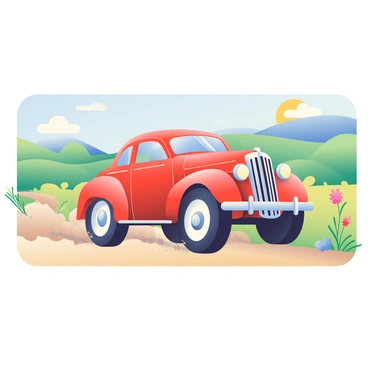 A gnarly vintage car racing down a dusty, country road