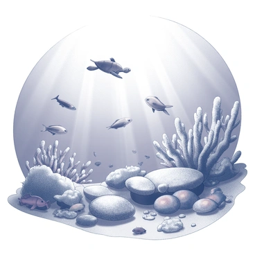 A vibrant underwater scene with diverse marine life and coral