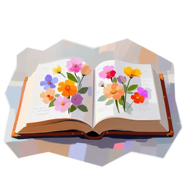 A vintage photo album is displayed open, showcasing several pages filled with various pressed flannel flowers. The album has worn leather covers with intricate detailing along the edges. The flowers are arranged thoughtfully on the pages, showcasing their vibrant colors and delicate textures. Some pages have handwritten notes beside the flowers, adding a personal touch. The background includes soft, muted tones that emphasize the warmth of the vintage album and the beauty of the flowers.
