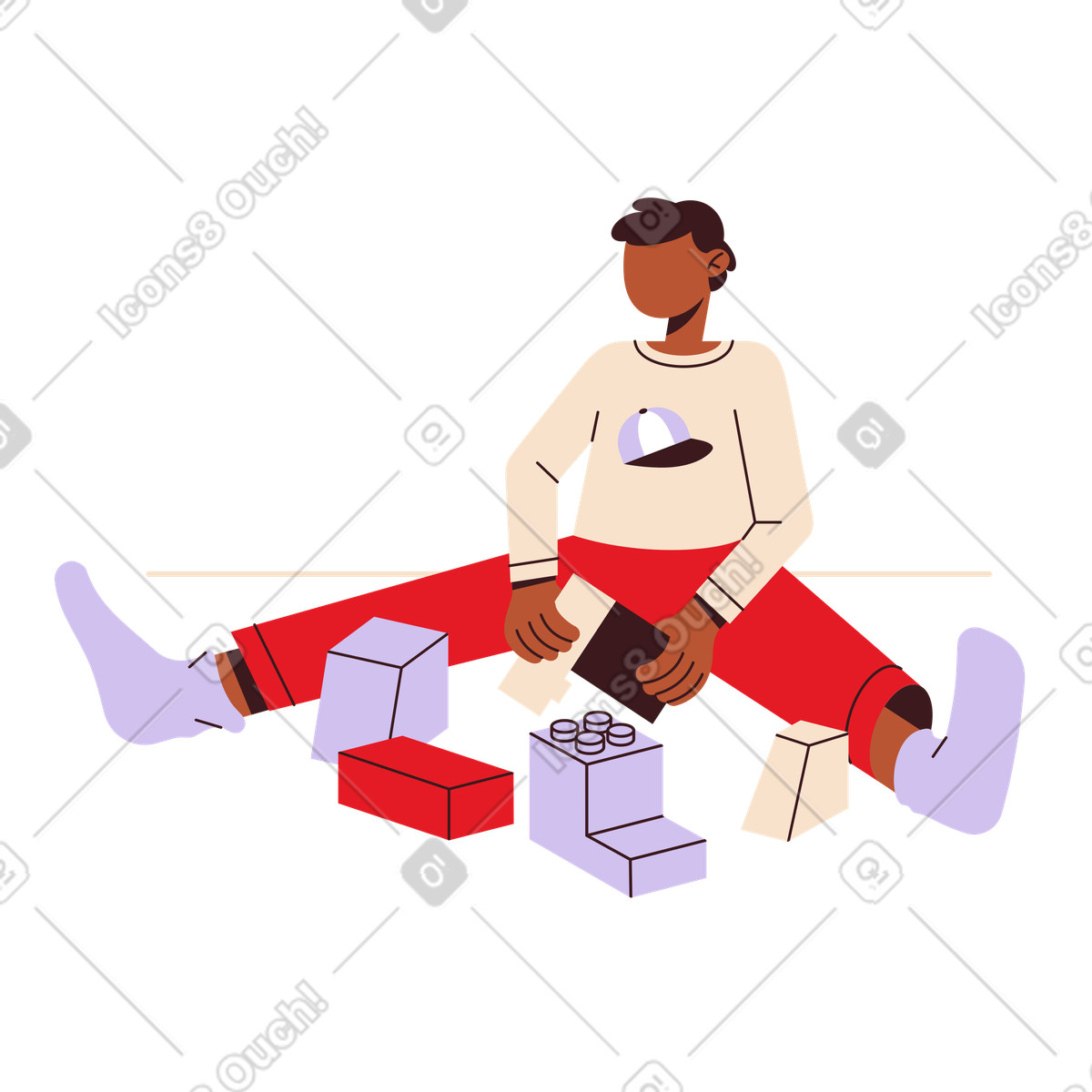 Ilustração de Playing with construction toys, Learning and motor skills em no estilo Folks para baixar em PNG, SVG