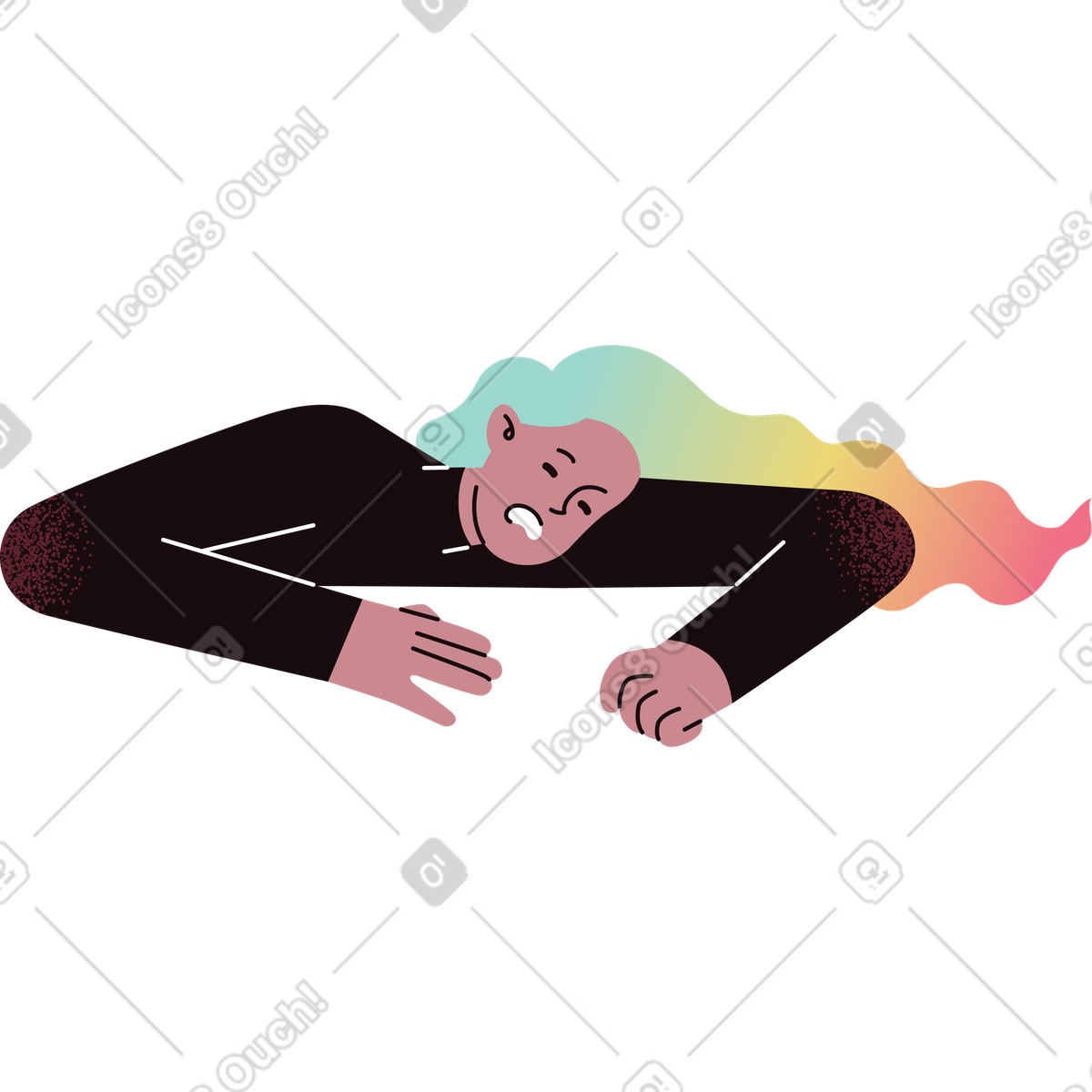 Donna stanca sdraiata illustrazione in stile Delight scarica in PNG, SVG
