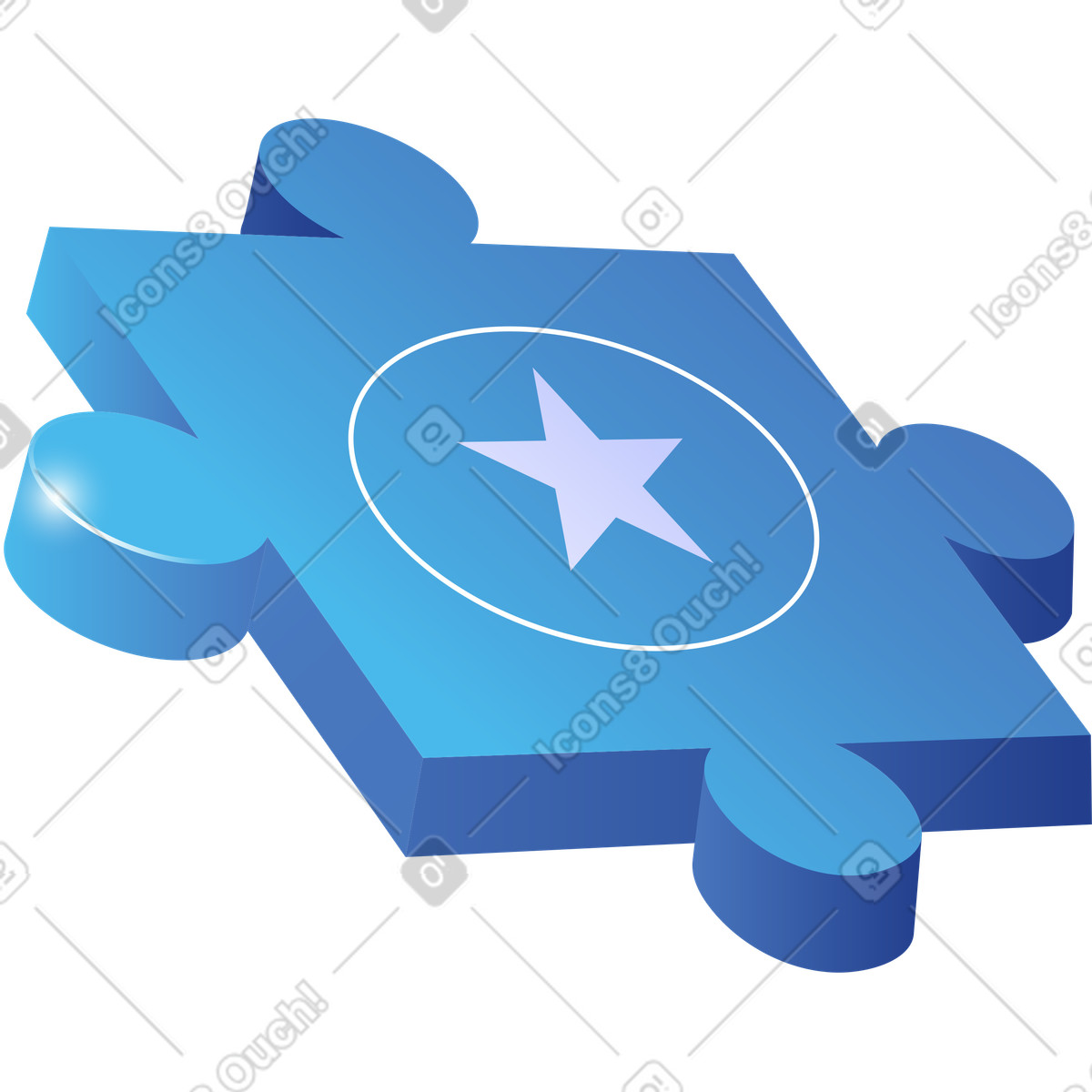 Puzzle piece with star illustration in Quantum style download in PNG, SVG