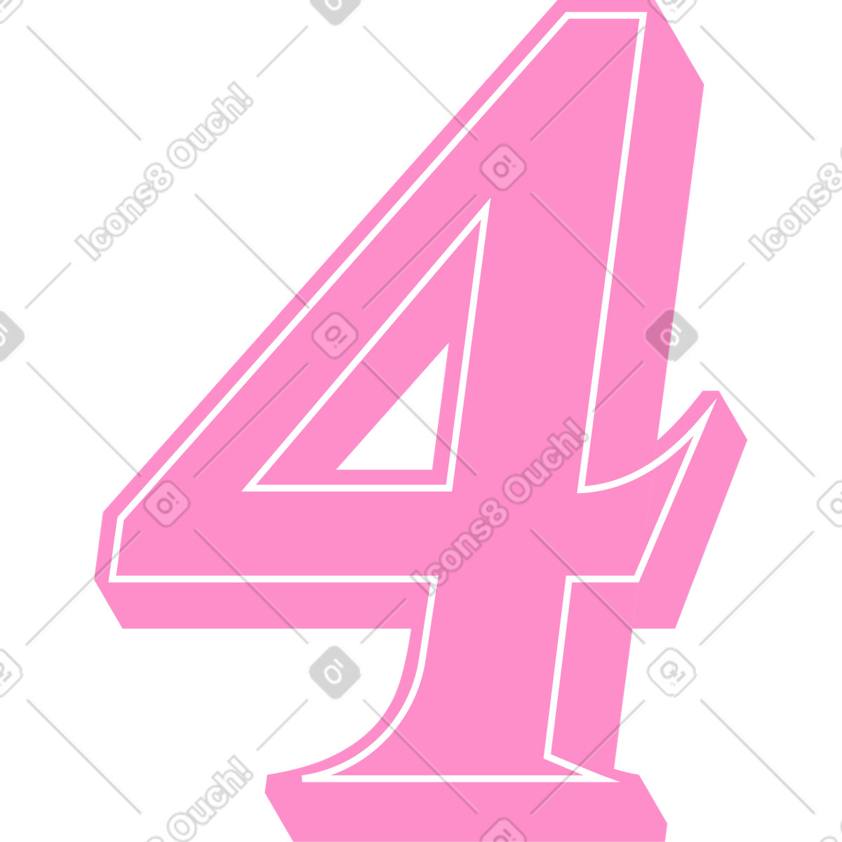 Pink number four illustration in Jumble style download in PNG, SVG