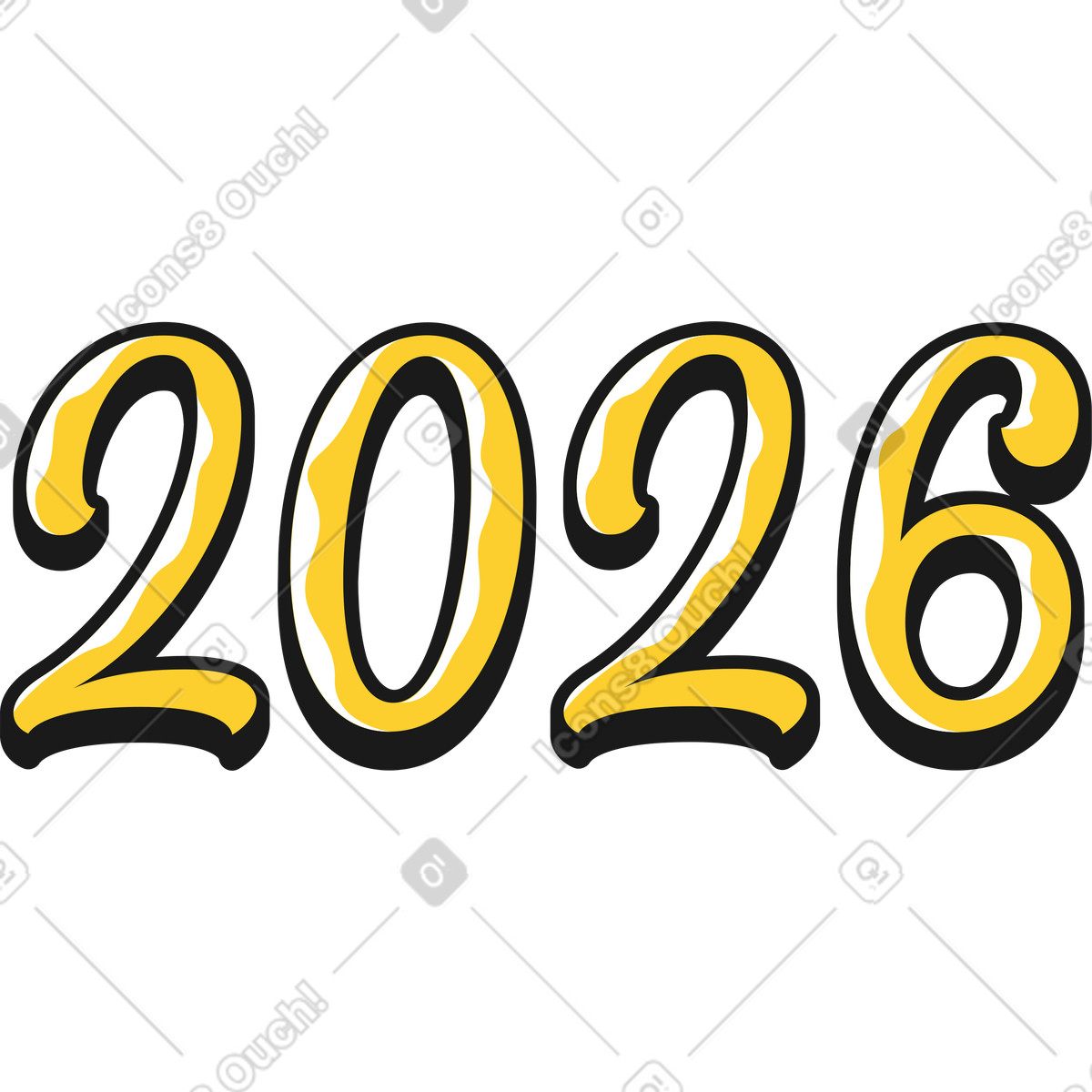 Lettering two thousand twenty six illustration in Taxi style download in PNG, SVG