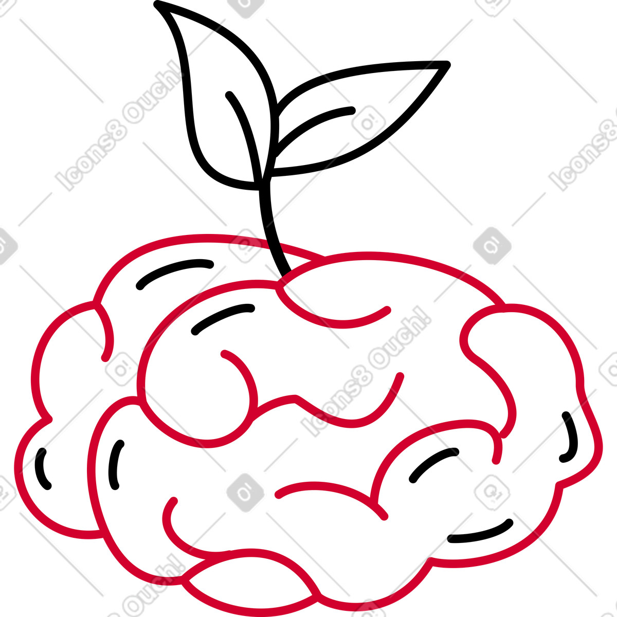 Brain illustration in Ruby style download in PNG, SVG