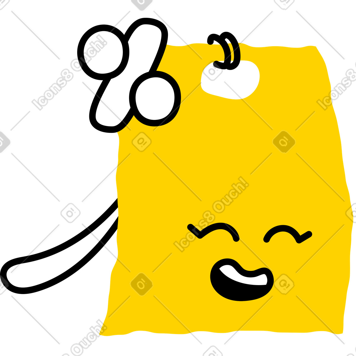 Etikettenkopf-Illustration im Giggle-Stil als Download in PNG, SVG
