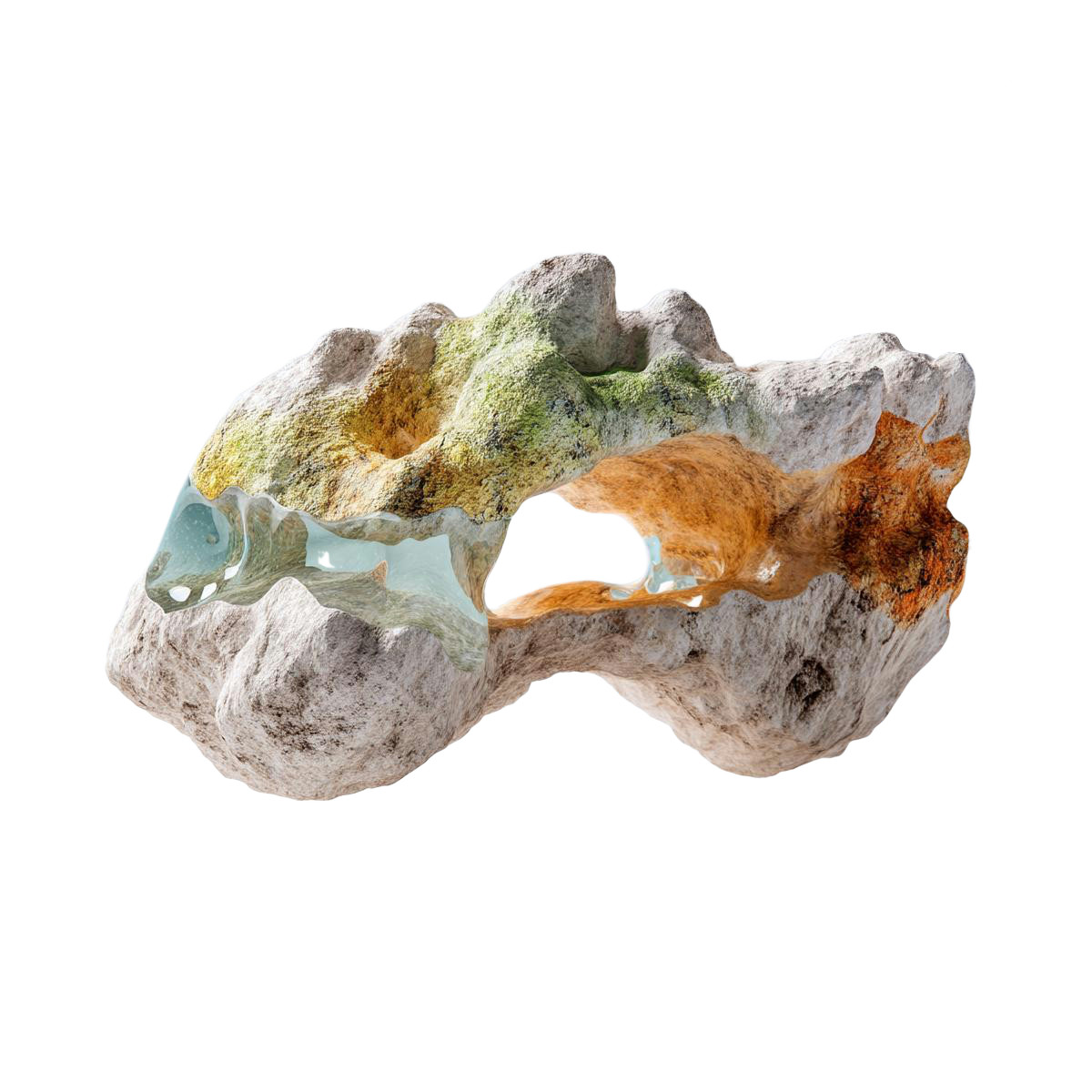 Abstract cracked mossy stone illustration in Biomorphic style download in PNG, SVG