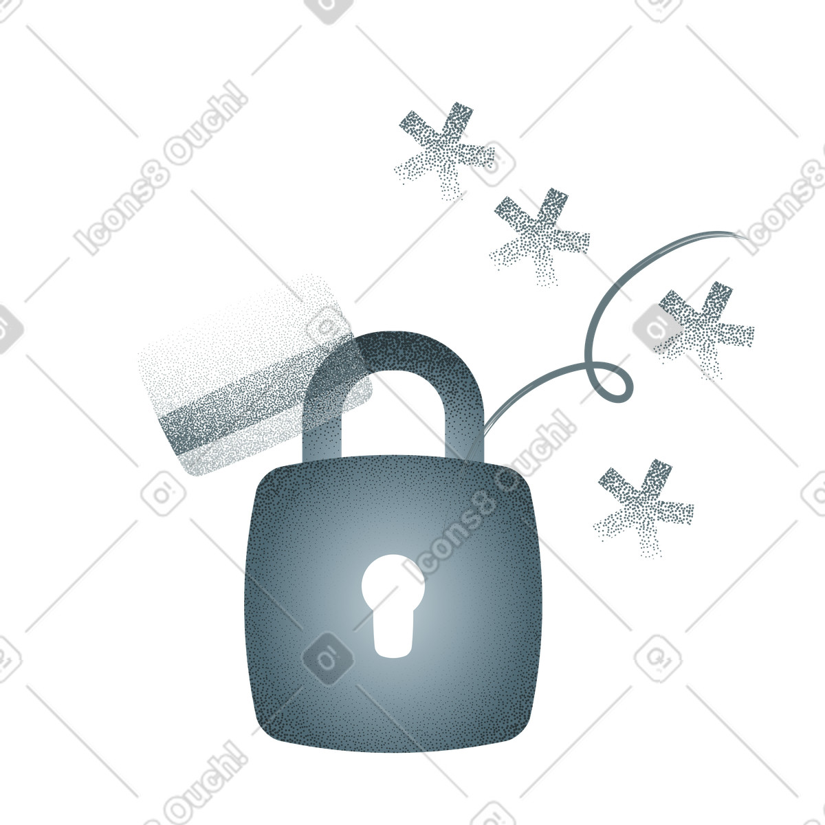 Personal data protection, Password security, Lock and illustration in Grain style download in PNG, SVG