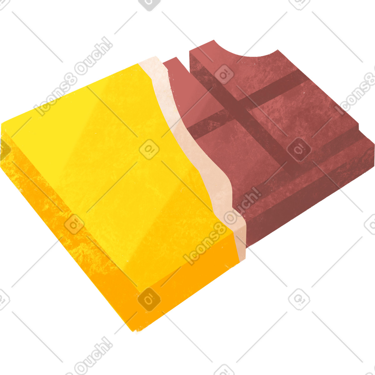 Ilustración Barra de chocolate mordida en envoltorio blanco estilo Bonbon a descargar PNG y SVG