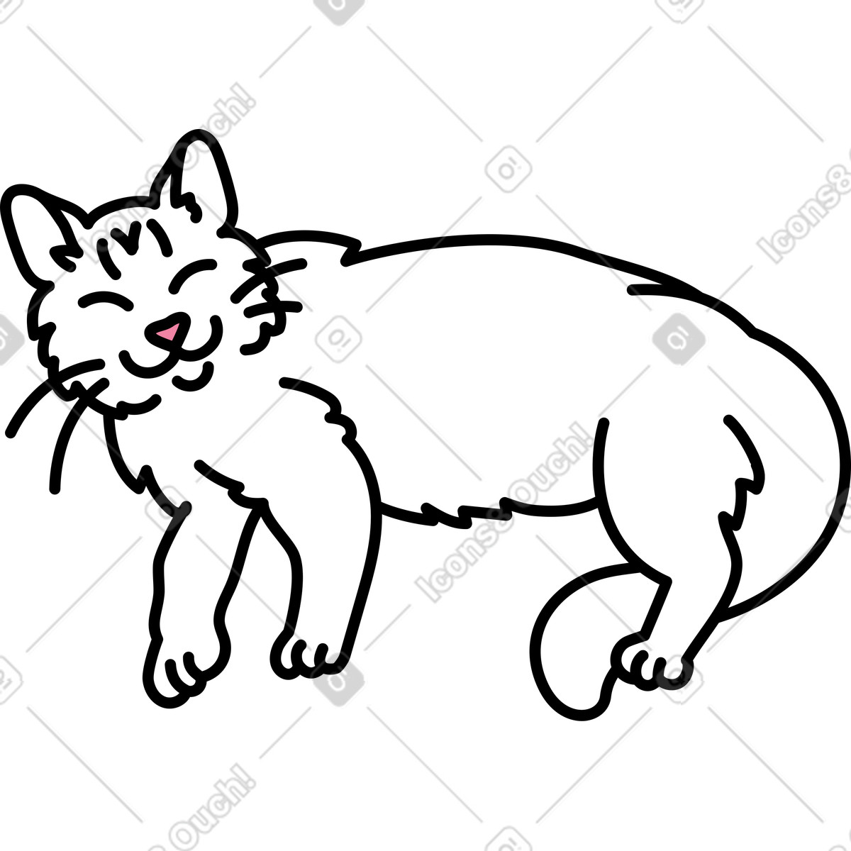 Ilustração de Gato deitado em no estilo Notes para baixar em PNG, SVG