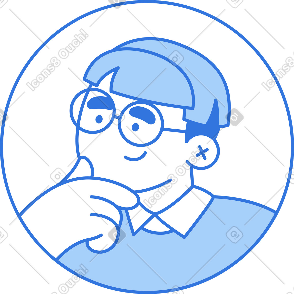 Ilustración Avatar de hombre en estilo Sky a descargar en PNG y SVG