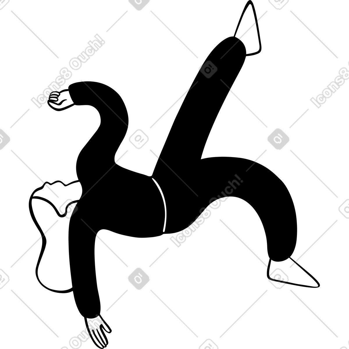 Woman in a strange pose illustration Journal style download PNG, SVG