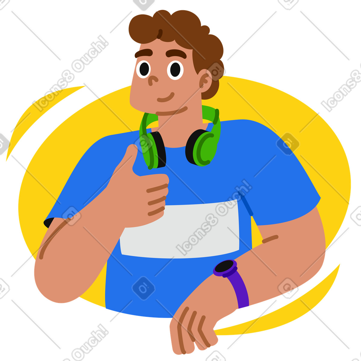 Giovane che dà un pollice in su illustrazione stile Active scarica PNG, SVG