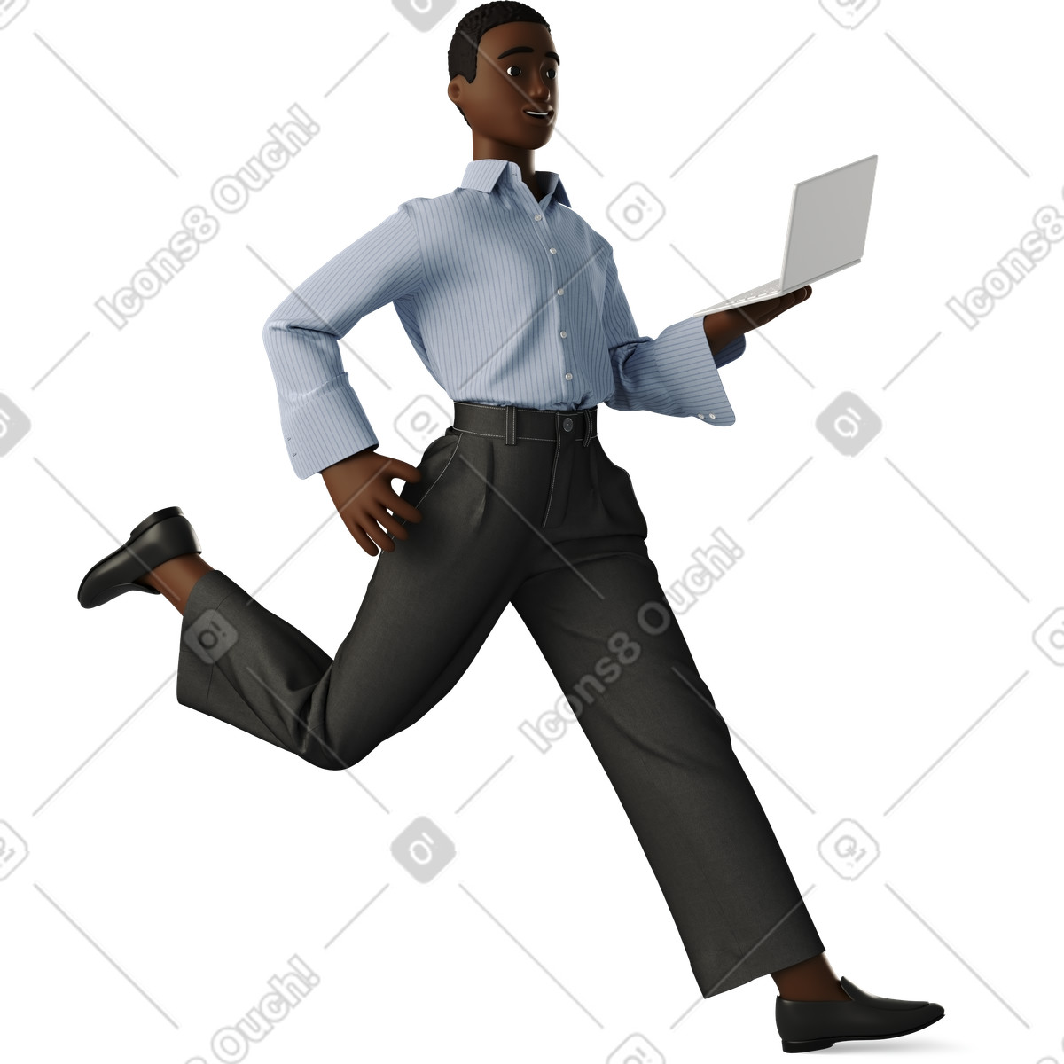 Young woman running illustration in 3D Business style download in PNG, SVG