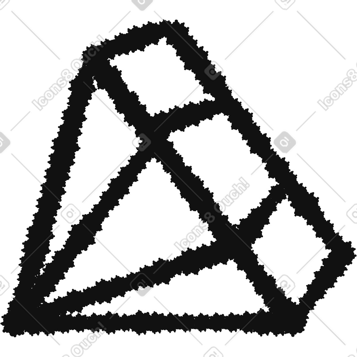 Bold People スタイルの Diamond gemstone outline with facet lines and rough textured edges のイラストをPNG、SVG形式でダウンロード